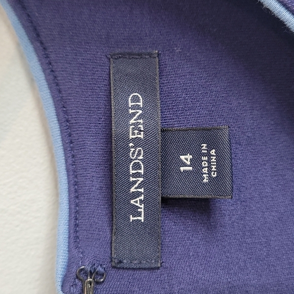 Lands' End Blue Floral Juniper Botanical Pockets Keyhole Sheath Dress Size 14 - Picture 3 of 8